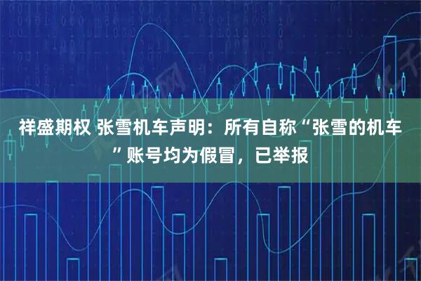 祥盛期权 张雪机车声明：所有自称“张雪的机车”账号均为假冒，已举报