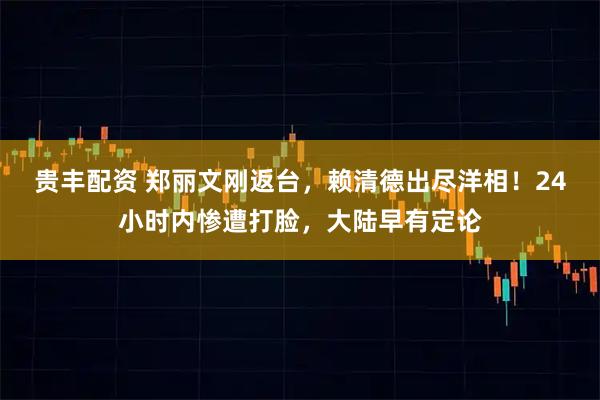 贵丰配资 郑丽文刚返台，赖清德出尽洋相！24小时内惨遭打脸，大陆早有定论